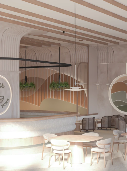 A Serene Café Inspired by Japanese Tea Fields